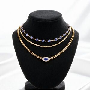 Luxe 3-Piece Gold Evil Eye Necklace Set